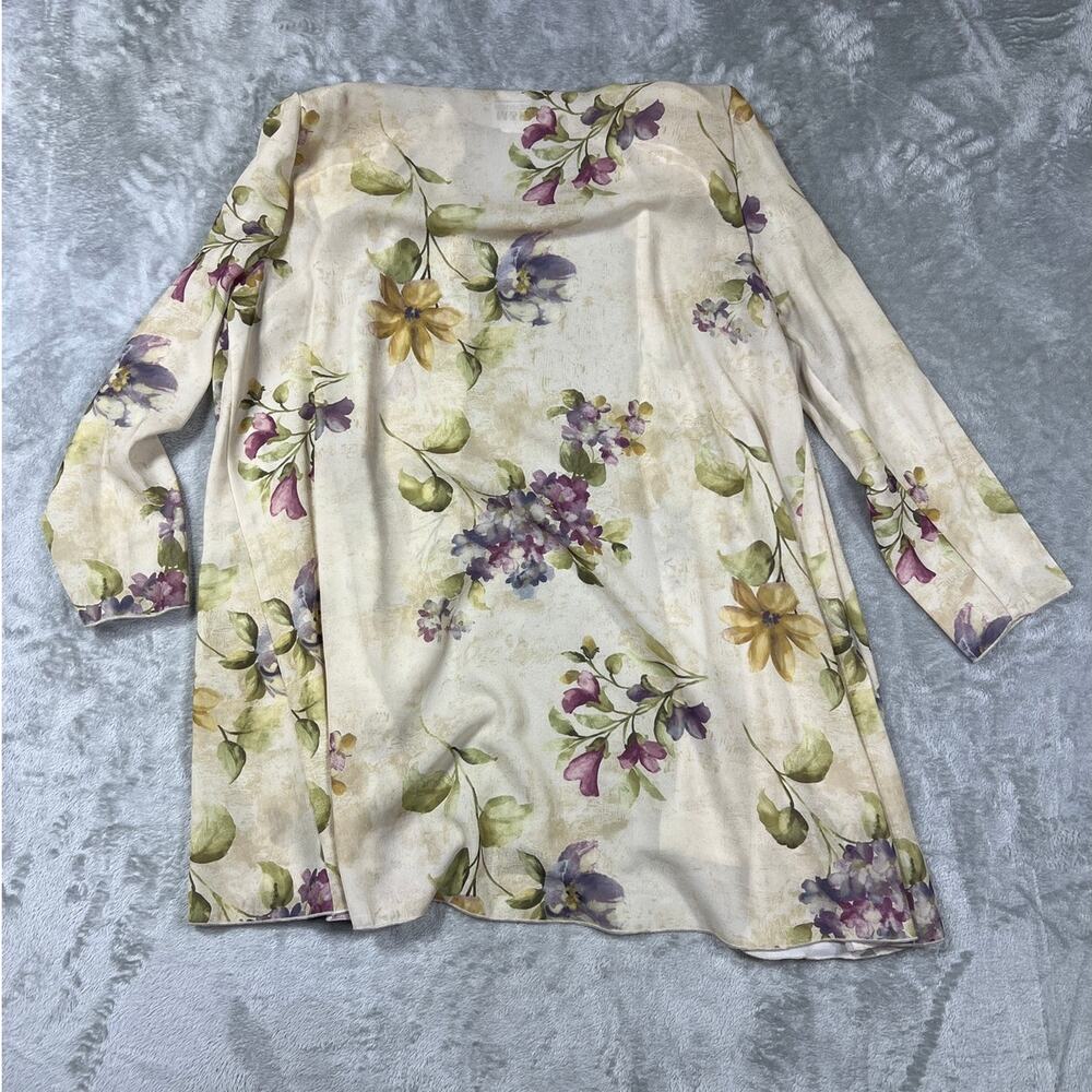 Floral Sheer Kimono Duster Shoulder PadsUSA One Size Lightweight Vacation Ready - Picture 7 of 7
